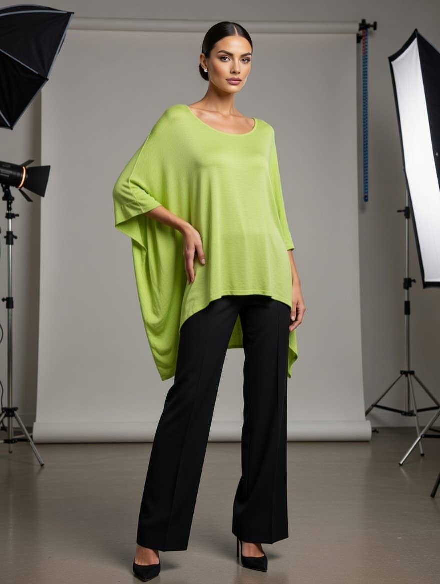 Classic Silk Poncho: Silver / Missy