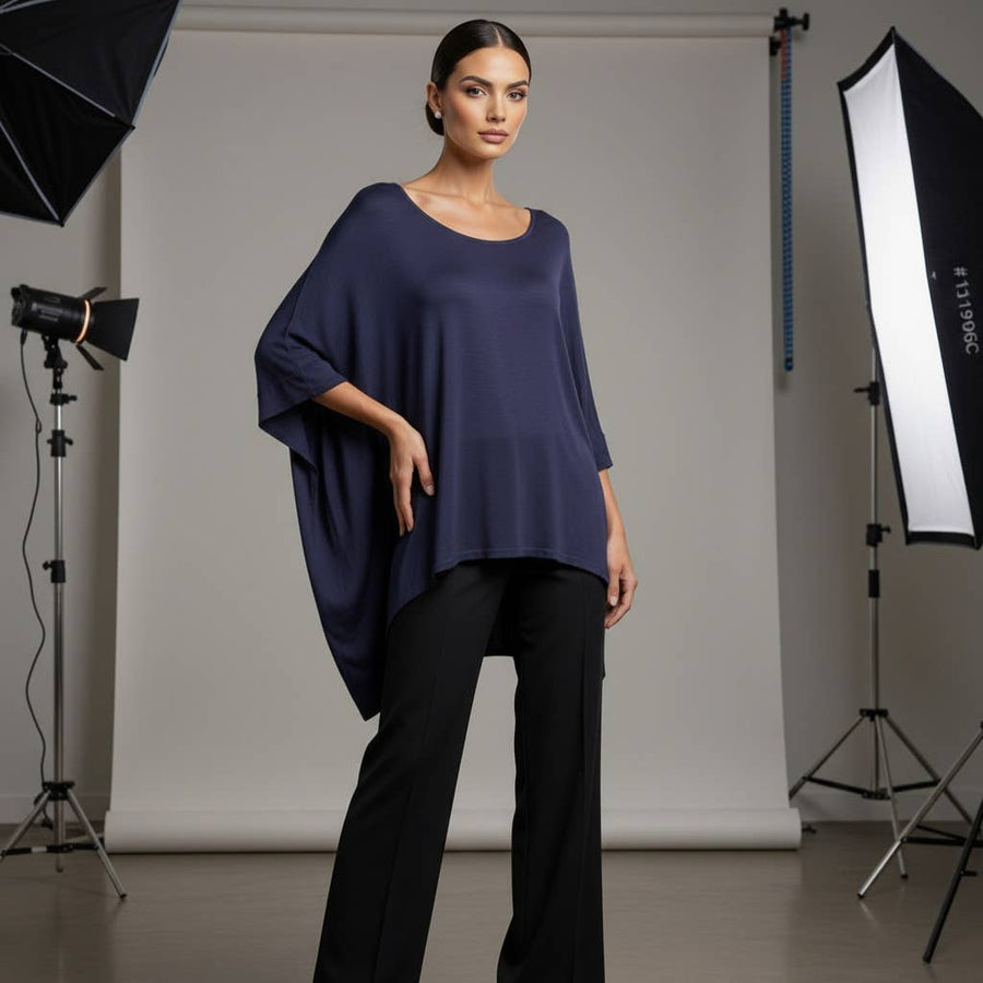 Classic Silk Poncho: Silver / Missy