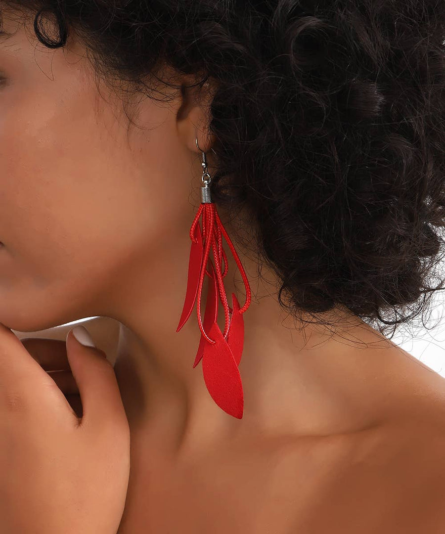 Handmade special design leather leaf jewelry set