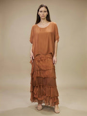 Stretchy Shredded Layered Maxi Dress