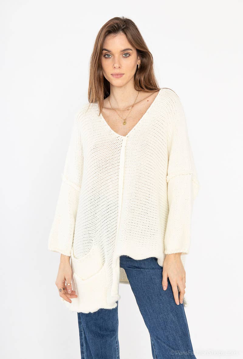 2-Pocket V-Neck Sweater