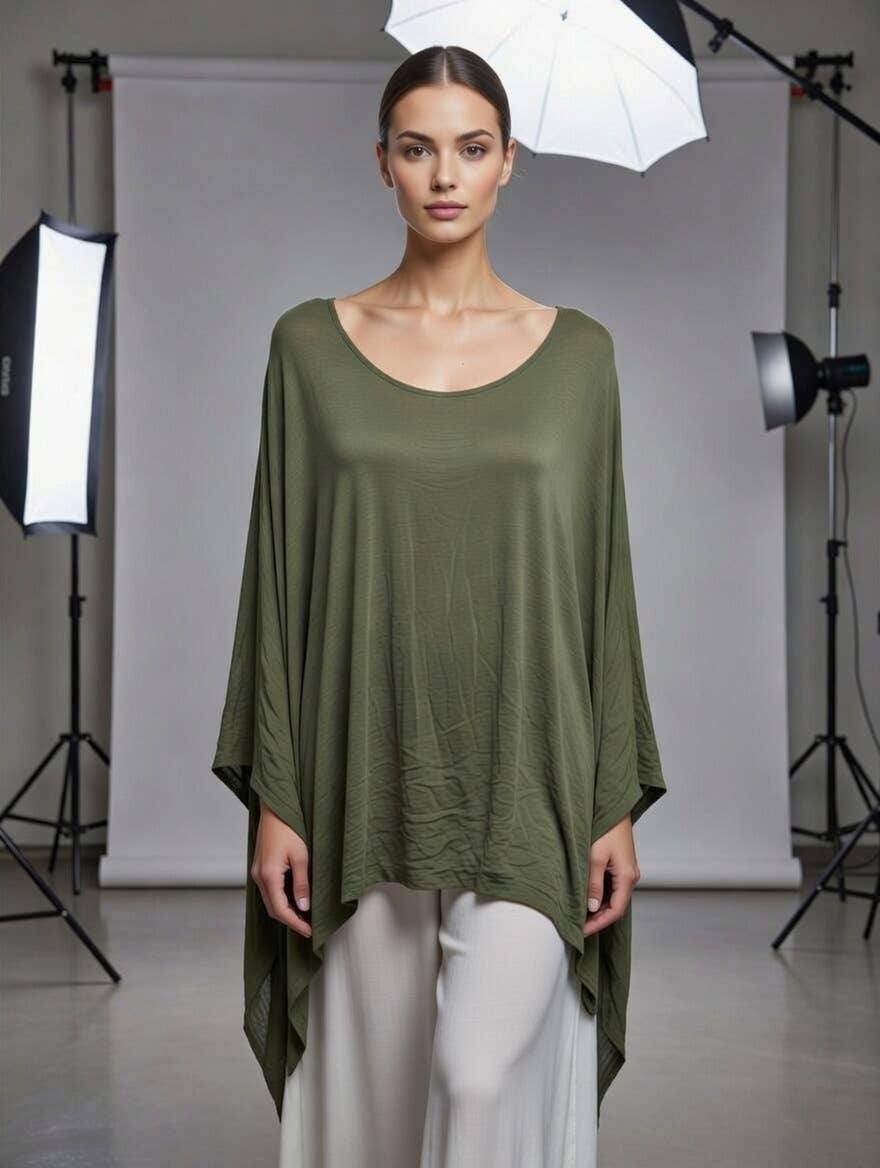 Classic Silk Poncho: Beige / Missy