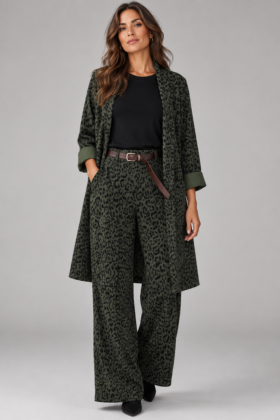 Stylish Animal Print Long Jacket