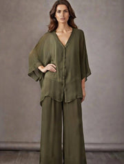 Thin Waistband Silk Trouser
