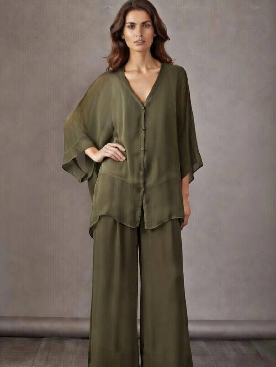 Thin Waistband Silk Trouser