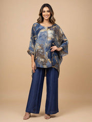 Classic Marble Print Silk Kaftan