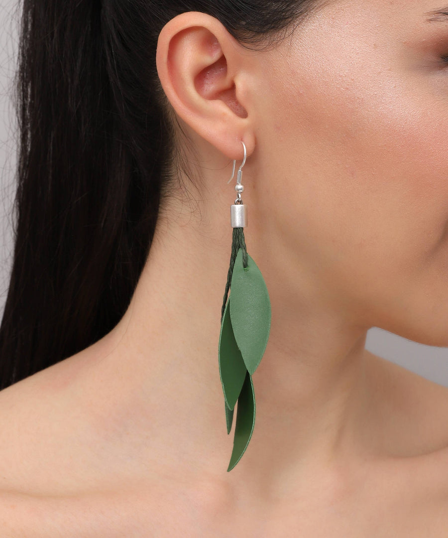 Handmade special design leather leaf jewelry set