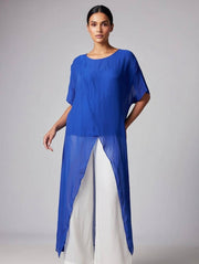 Long Crossover Silk Top