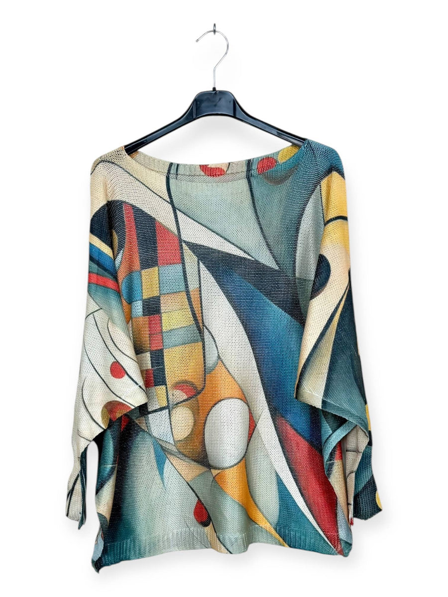 AH 21012-08 - Patterned knit sweater, long sleeves