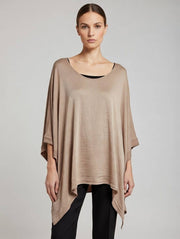 Classic Silk Poncho: Beige / Missy