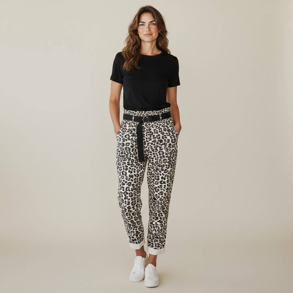 Animal Print Belted Magic Pants