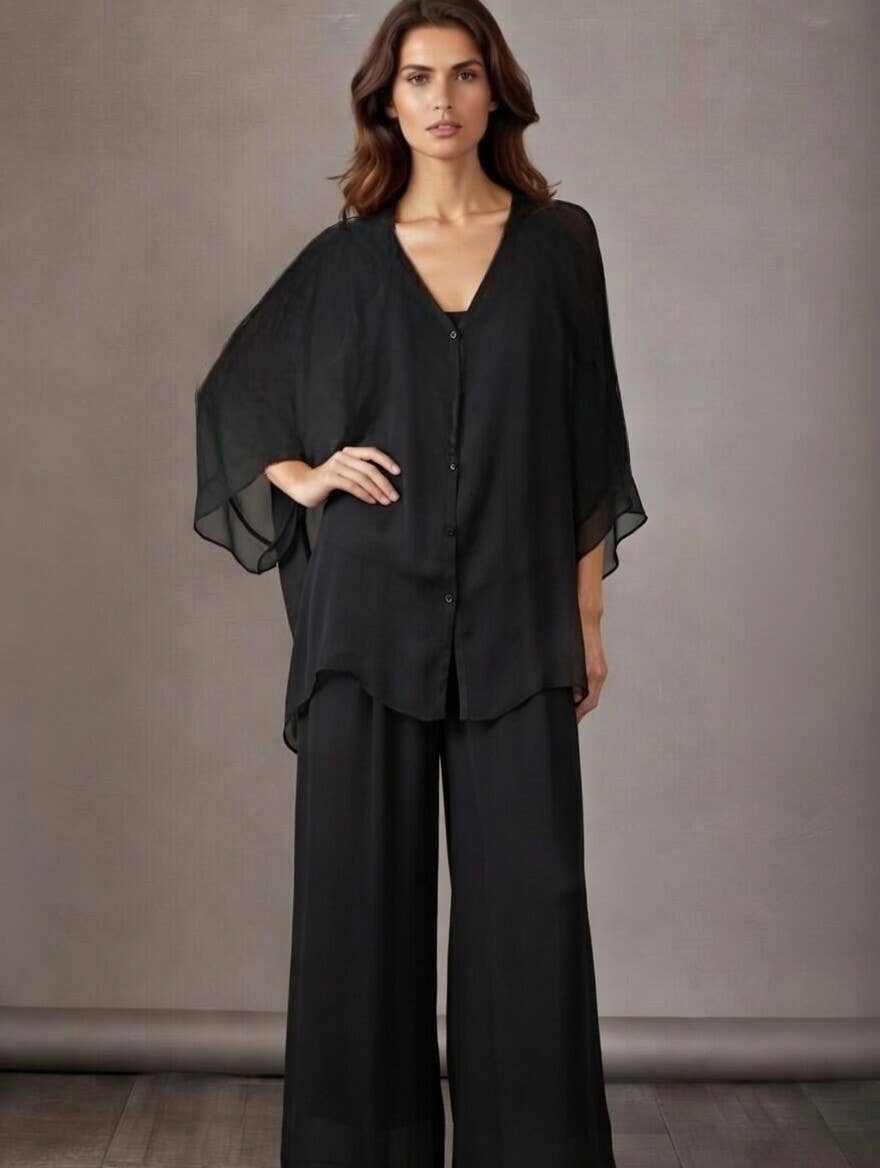 Thin Waistband Silk Trouser