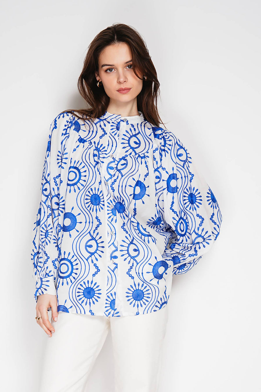 Embroidered cotton blouse