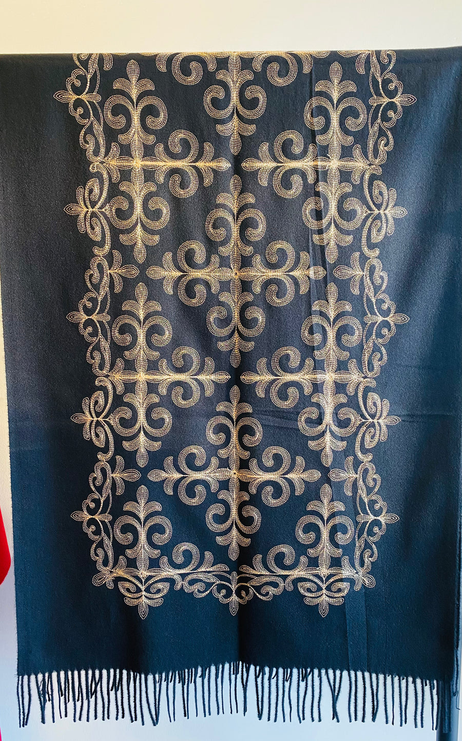 Embroidered Cashmere feel scarf