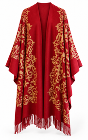 Handmade open-front poncho cape