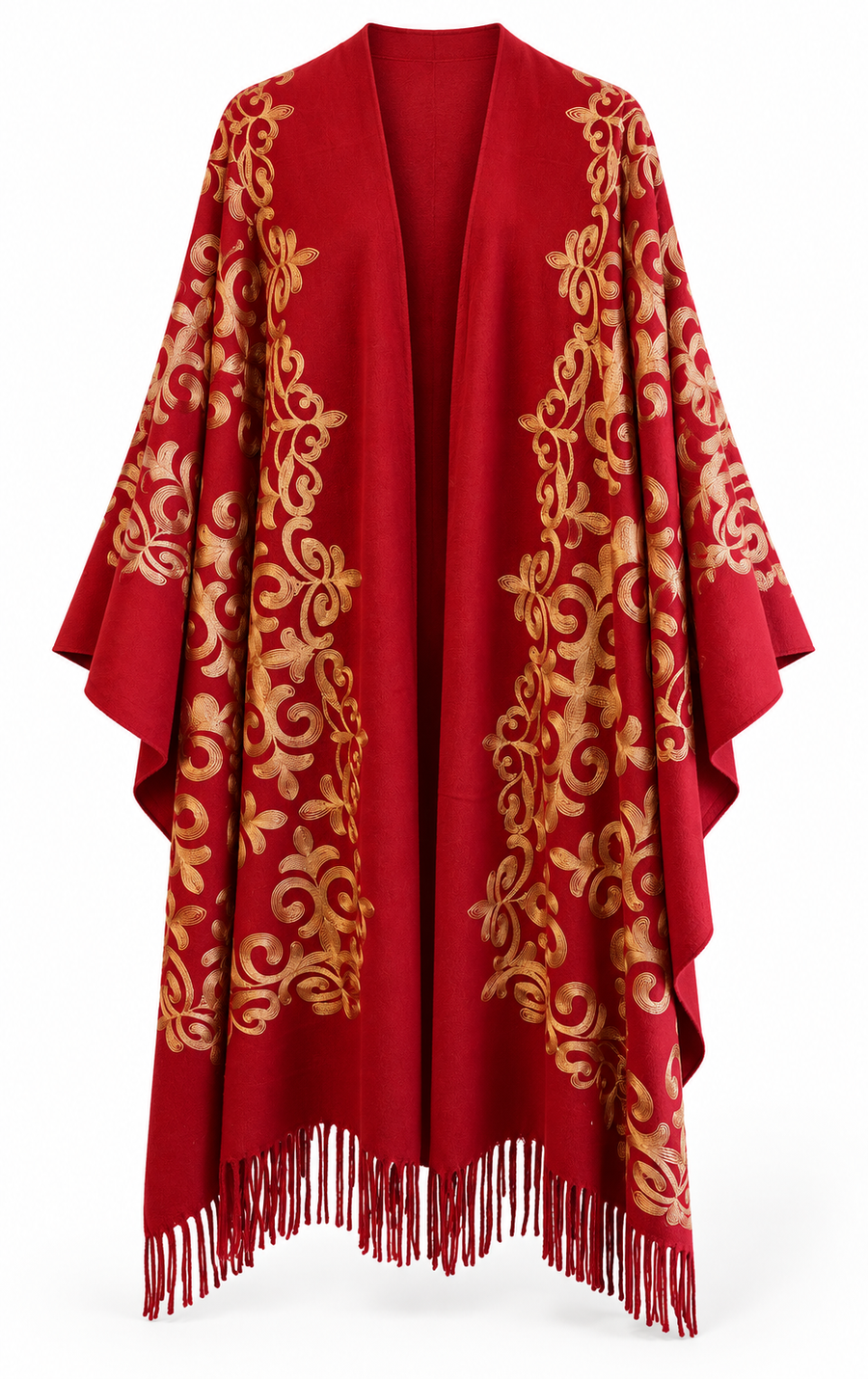 Handmade open-front poncho cape