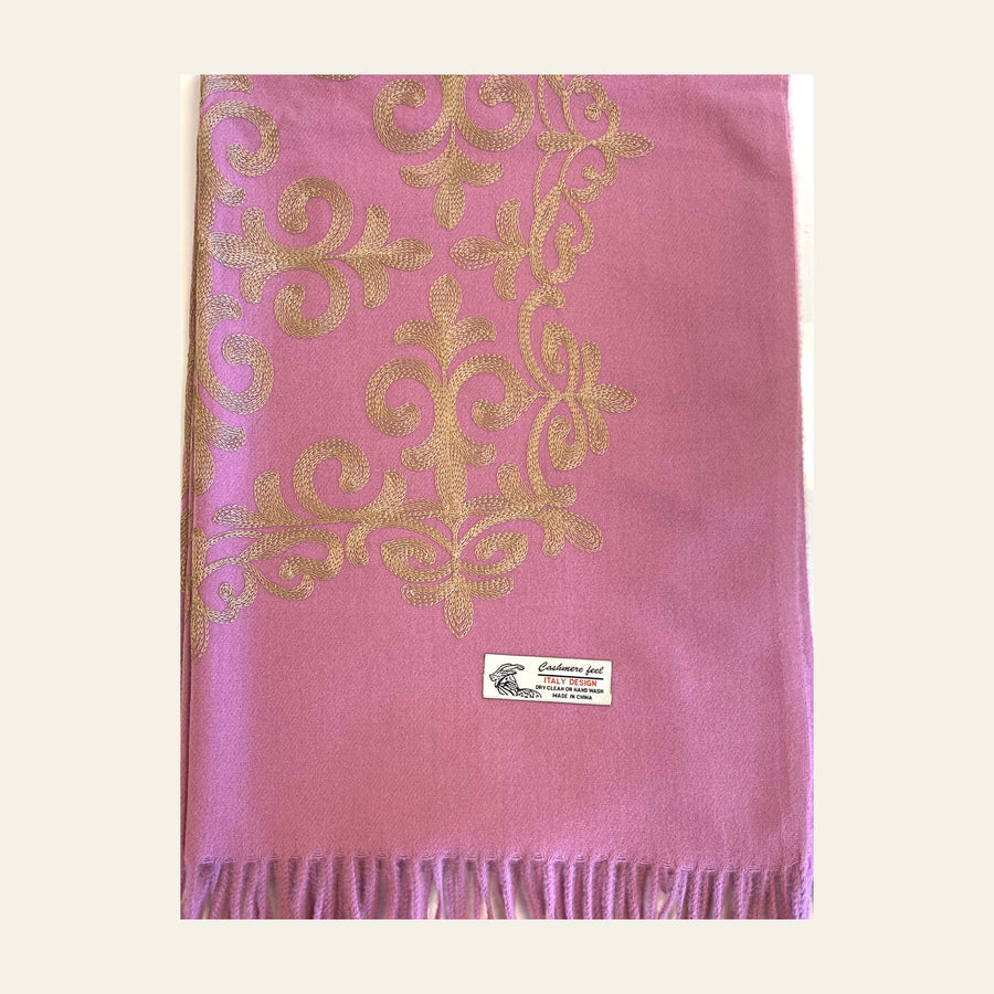 Embroidered Cashmere feel scarf