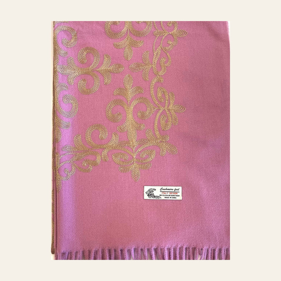 Embroidered Cashmere feel scarf
