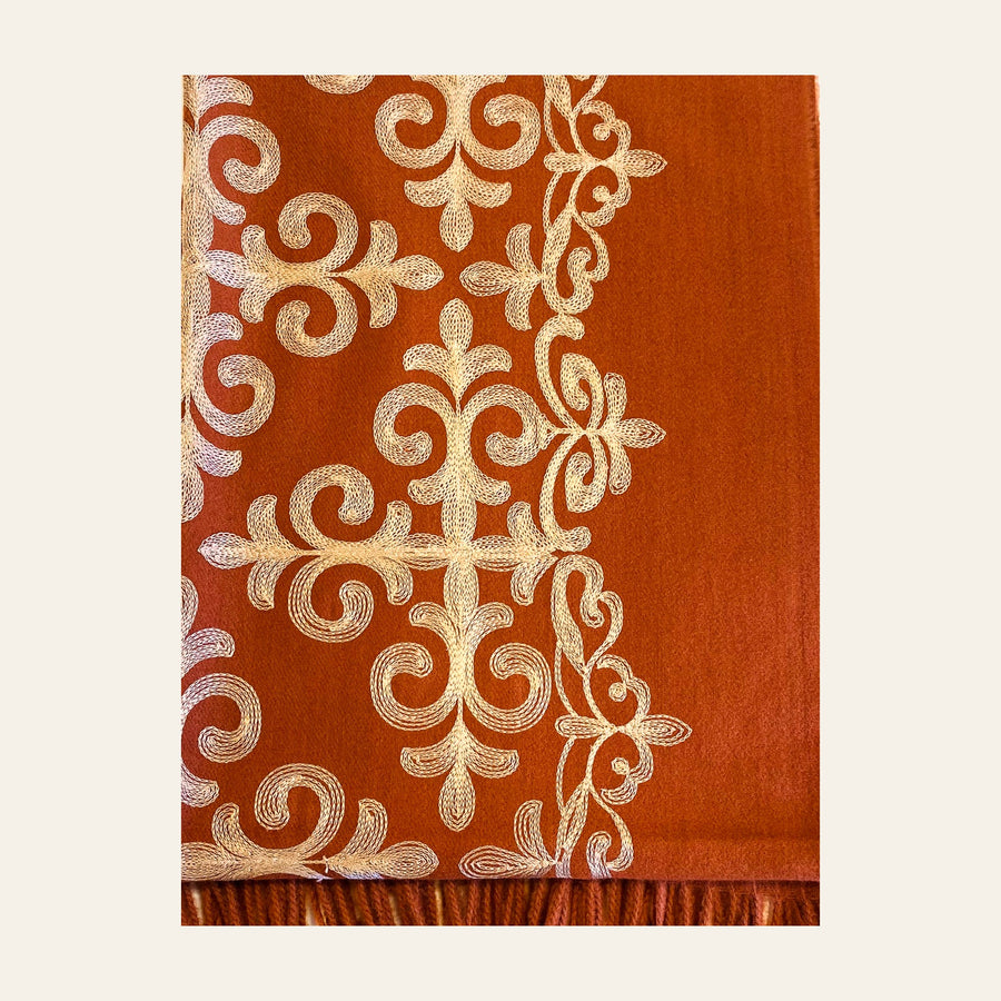Embroidered Cashmere feel scarf