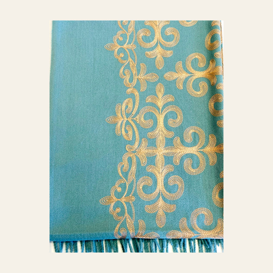 Embroidered Cashmere feel scarf