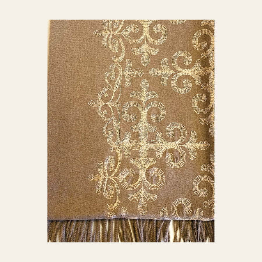 Embroidered Cashmere feel scarf
