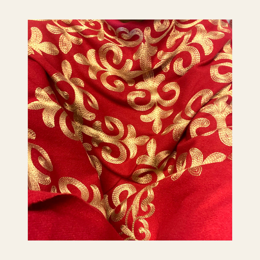 Embroidered Cashmere feel scarf