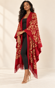 Handmade open-front poncho cape