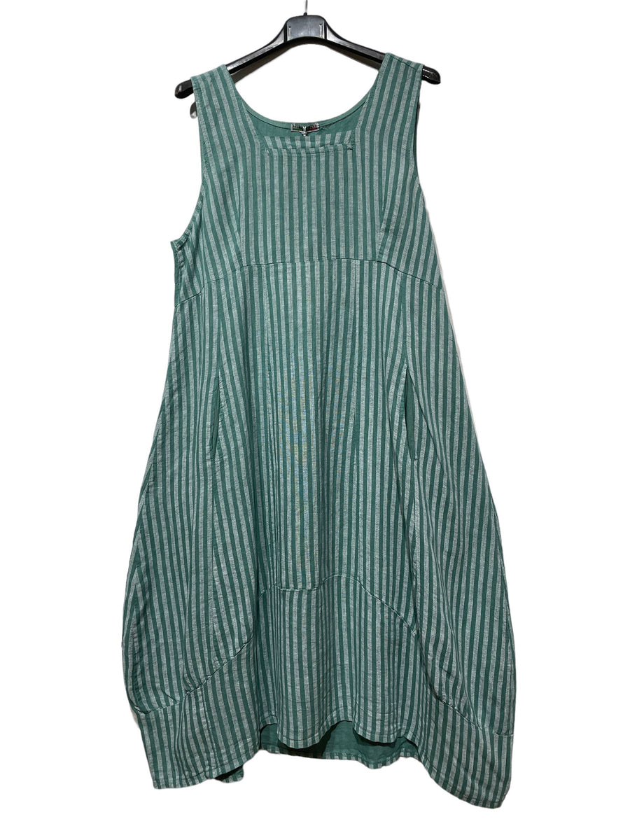 322 LINEN DRESS WITH VERTICAL STRIPES: AZZURO