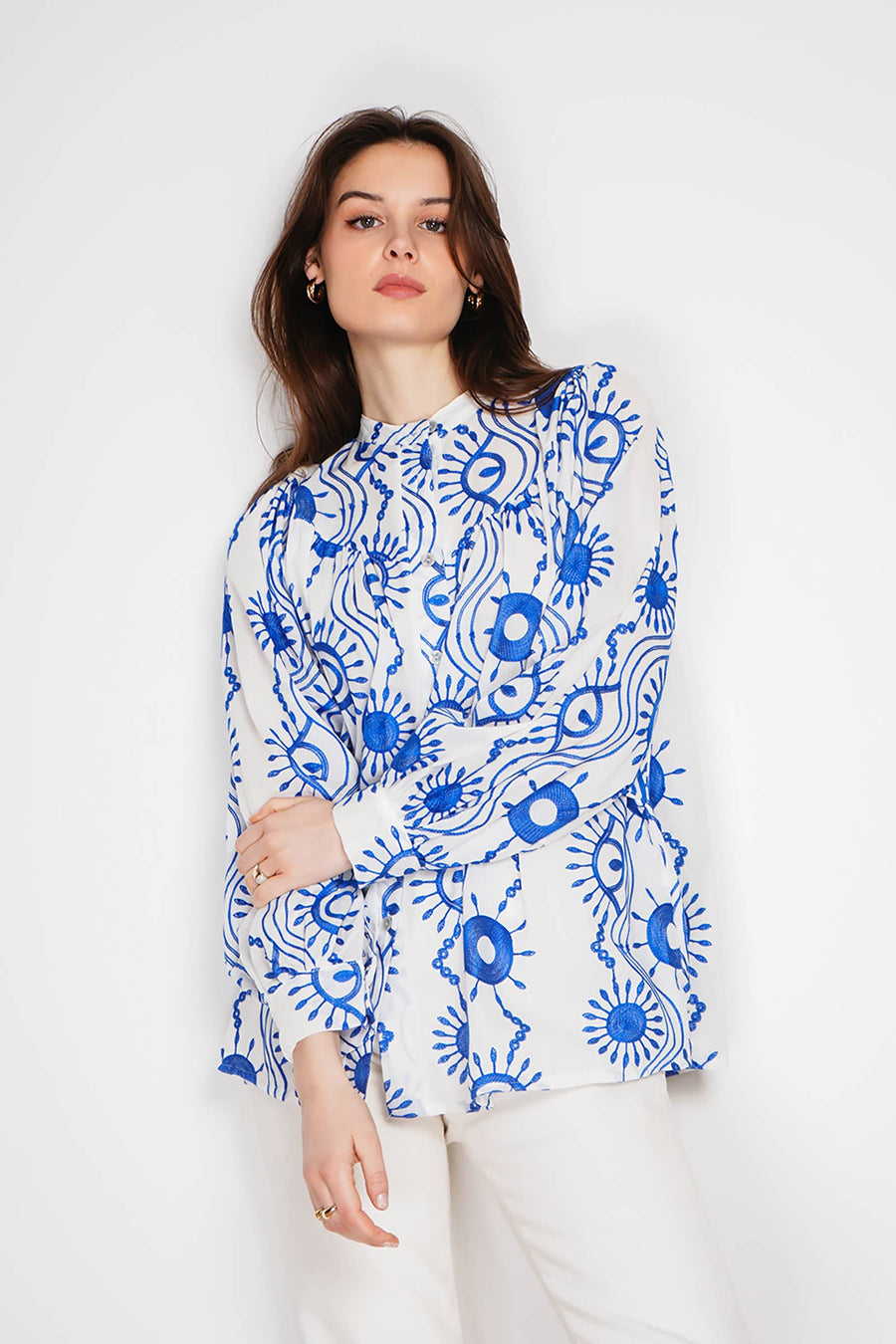 Embroidered cotton blouse