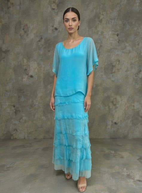 Stretchy Shredded Layered Maxi Dress