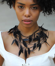 Handmade special design leather leaf jewelry set