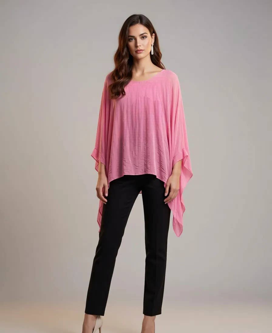 Classic Silk Poncho: Silver / Missy