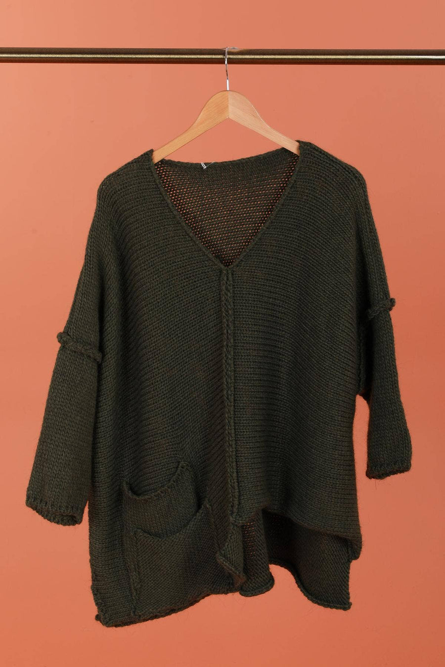 2-Pocket V-Neck Sweater