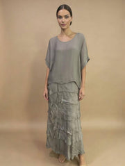 Stretchy Shredded Layered Maxi Dress