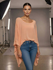 Classic Silk Poncho: Silver / Missy