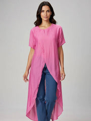 Long Crossover Silk Top