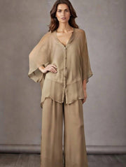Thin Waistband Silk Trouser