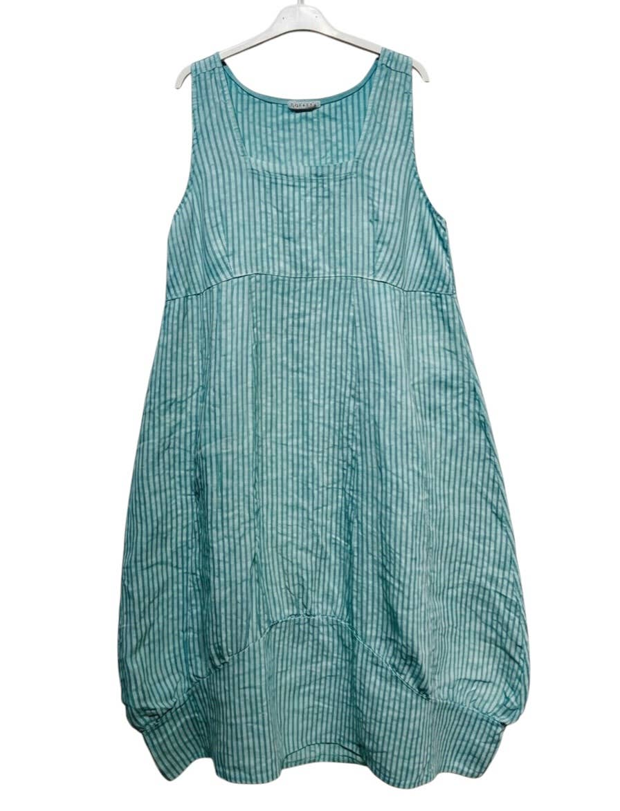 322 LINEN DRESS WITH VERTICAL STRIPES: Violet
