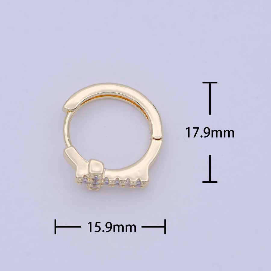Minimalist Cross Gold Hoop Earring