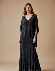 Stretchy Shredded Layered Maxi Dress