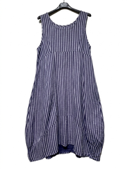 322 LINEN DRESS WITH VERTICAL STRIPES: Violet