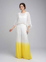 Dip Dye Sassy Silk Foldover Waist Straight Leg Pants