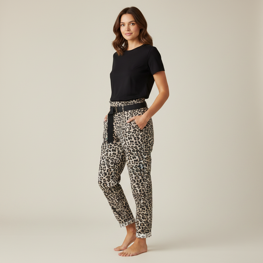 Animal Print Belted Magic Pants