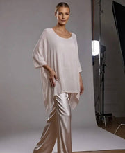 Classic Silk Poncho: Beige / Missy