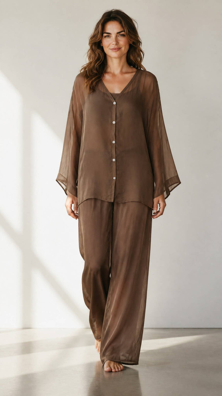 Thin Waistband Silk Trouser