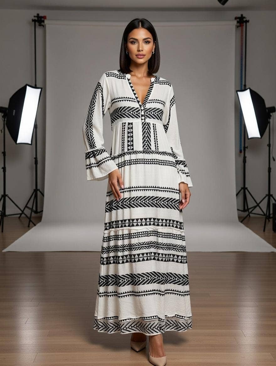 The Aztec Cotton Maxi Dress