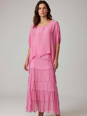 Stretchy Shredded Layered Maxi Dress