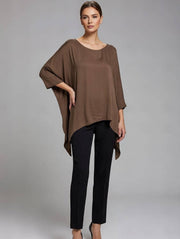 Classic Silk Poncho: Silver / Missy