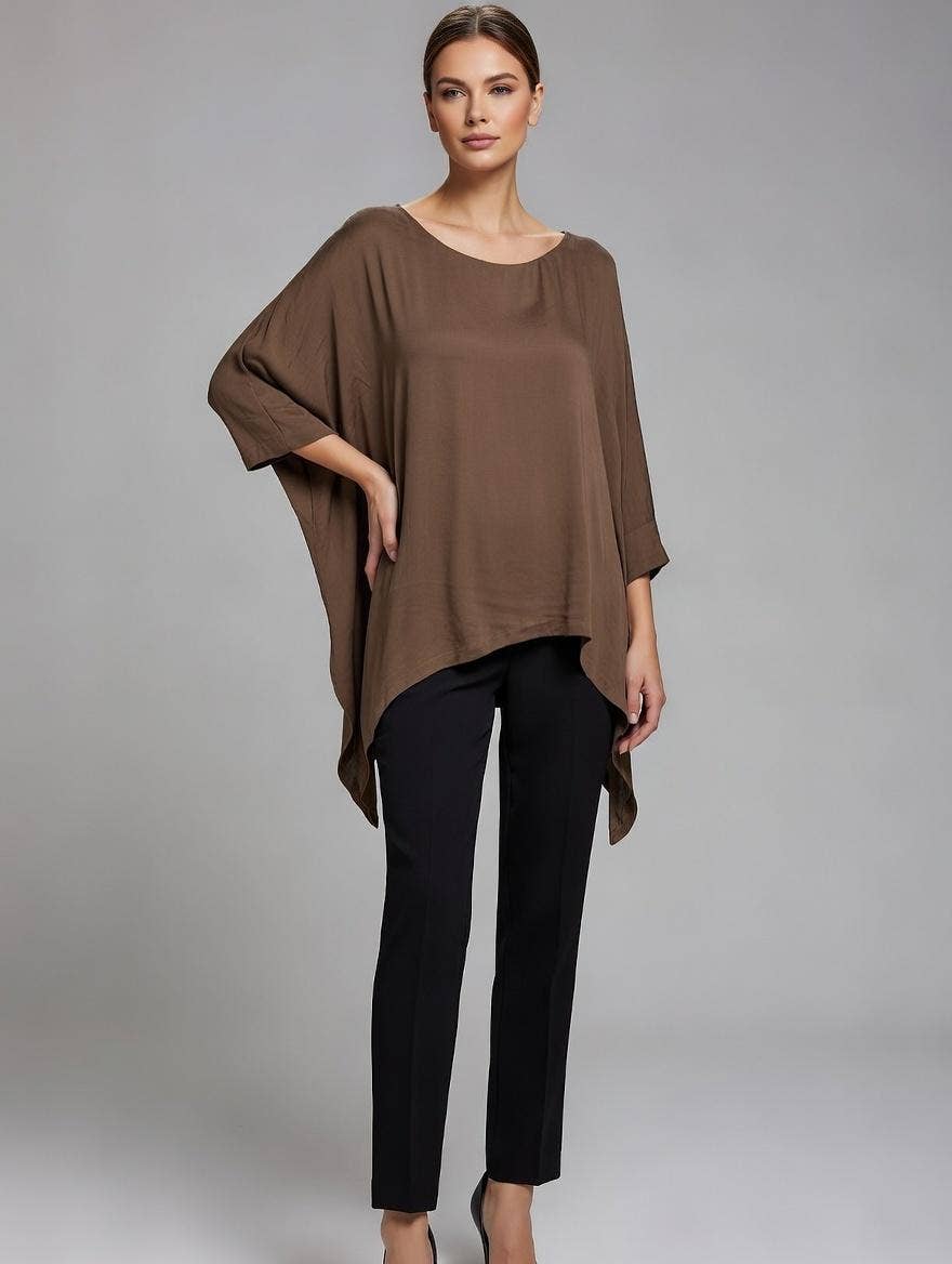 Classic Silk Poncho: Silver / Missy