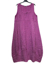 322 LINEN DRESS WITH VERTICAL STRIPES: MAUVE